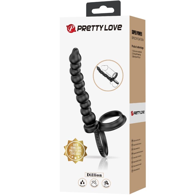 PRETTY LOVE - DILLION ANEL PENIANO PARA DUPLA PENETRAÇÃO PRETO