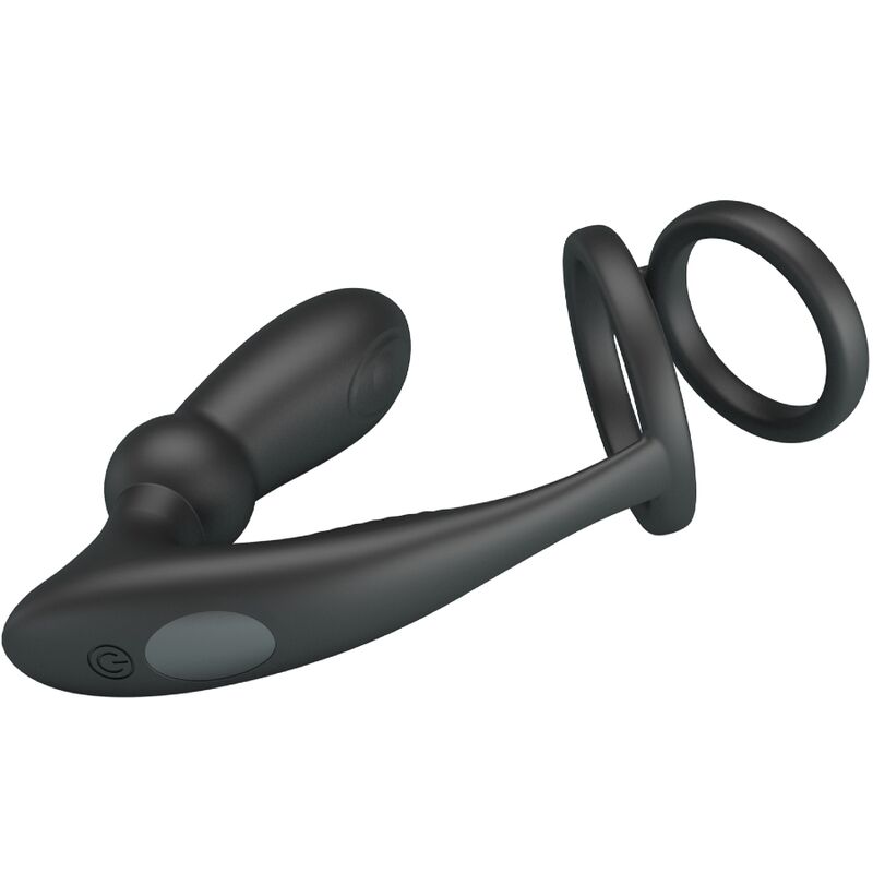 PRETTY LOVE - EMONI ANEL PARA PÉNIS + PLUG ANAL 12 VIBRAÇÕES PRETO