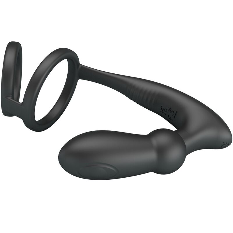 PRETTY LOVE - EMONI ANEL PARA PÉNIS + PLUG ANAL 12 VIBRAÇÕES PRETO