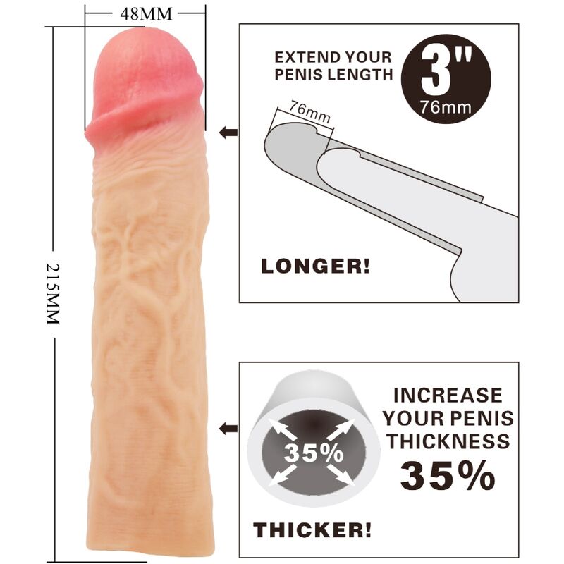 PRETTY LOVE - DEREK EXTENSÃO PARA PÉNIS +7,6 CM TOM NATURAL
