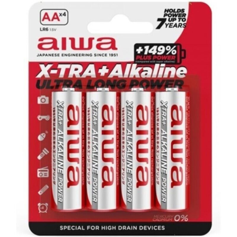 AIWA - X-TRA ALKALINE PILHA ALCALINA AA LR6 BLISTER*4