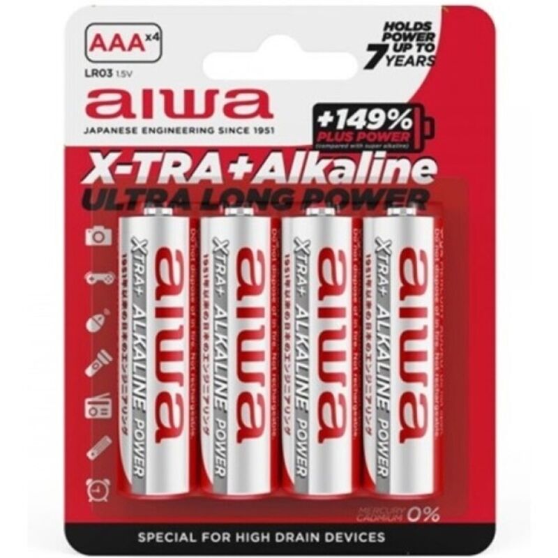AIWA - X-TRA ALKALINE PILHA ALCALINA AAA LR03 BLISTER*4