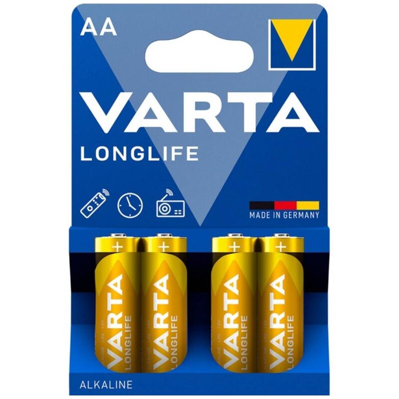 VARTA - Bateria Alcalina de Longa Duração AA LR6 Blister 4 peças