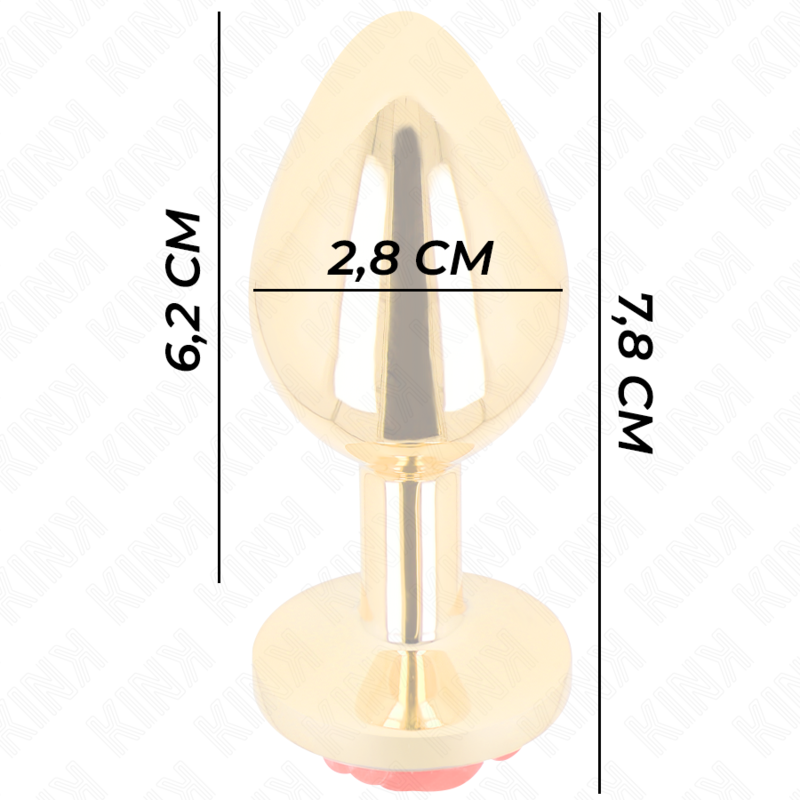 KINK - PLUG ANAL DOURADO COM ROSA VERMELHA TAM. S