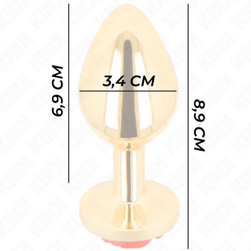 KINK - PLUG ANAL DOURADO COM ROSA VERMELHA TAM. M