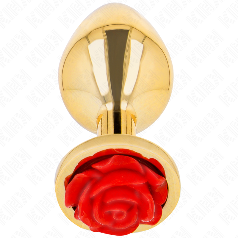 KINK - PLUG ANAL DOURADO COM ROSA VERMELHA TAM. M