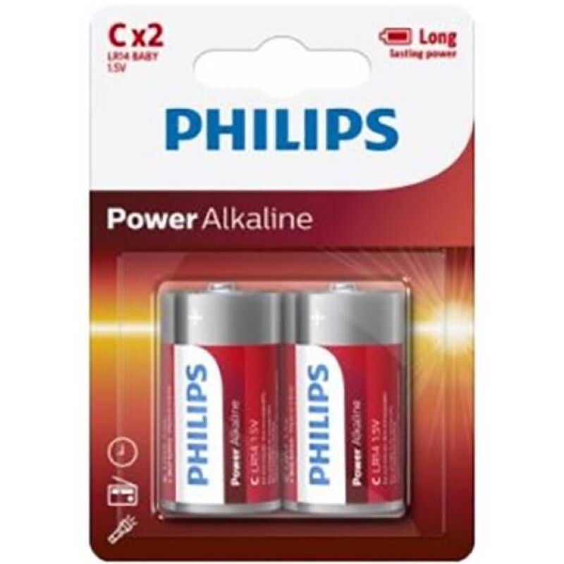 Philips - Pilha Alcalina C LR14 Blister 2 Unidades