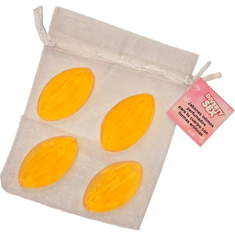 DIABLO PICANTE - 4 MINI SABONETES FORMA VAGINA AMARELO