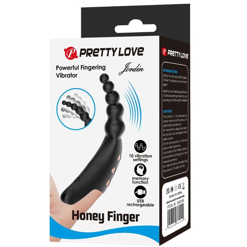 PRETTY LOVE - JORDIN VIBRADOR DE DEDO 10 VIBRAÇÕES PRETO