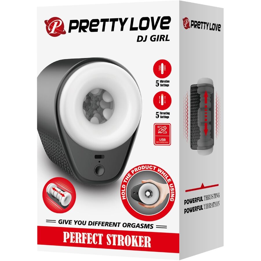 PRETTY LOVE - DJ GIRL MASTURBADOR MASCULINO COM VIBRAÇÃO 5 CONFIGURAÇÕES NEGRO