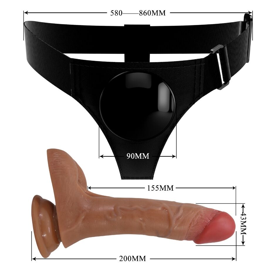 PRETTY LOVE - HARNESS BRIEFS UNIVERSAL COM DILDO VIBRAÇÃO E SQUIRTING 15.5 CM CASTANHO