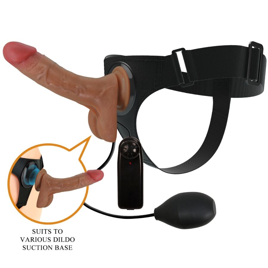 PRETTY LOVE - HARNESS BRIEFS UNIVERSAL COM DILDO VIBRAÇÃO E SQUIRTING 15.5 CM CASTANHO
