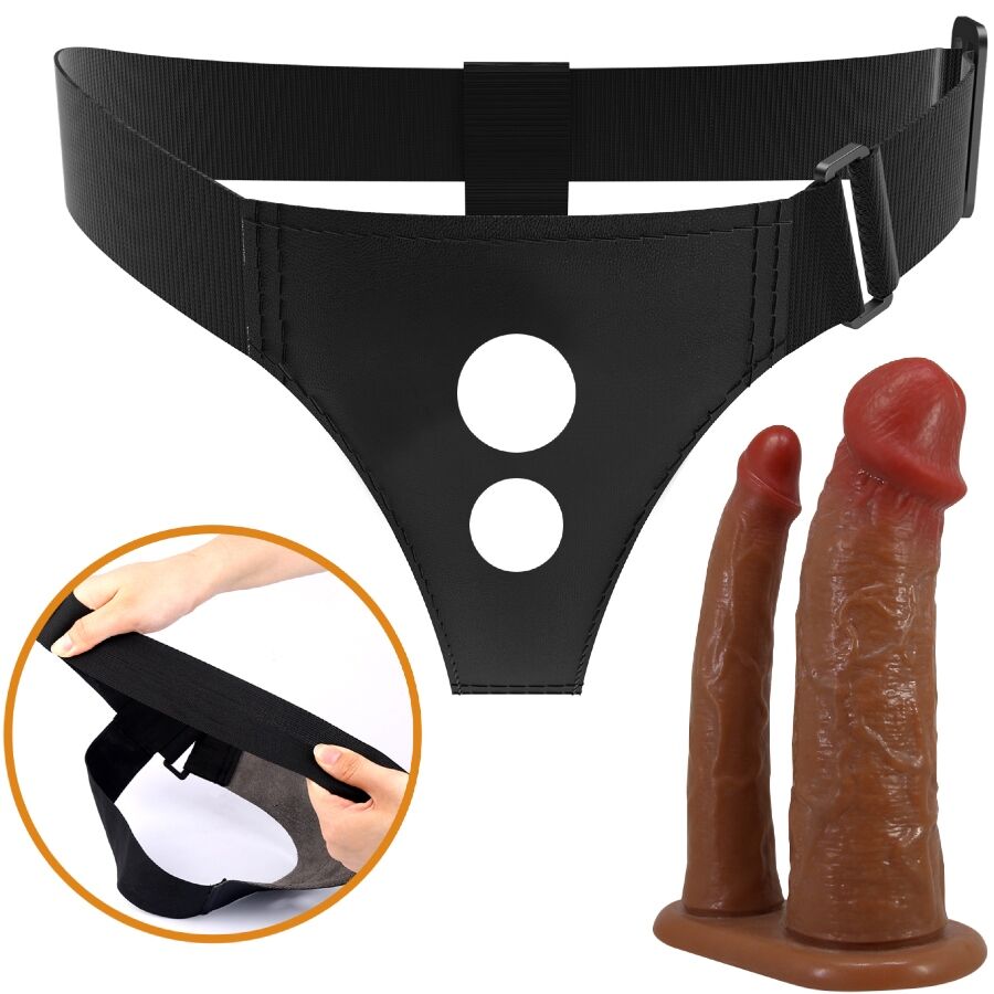 PRETTY LOVE - KEAVEN HARNESS BRIEFS UNIVERSAL & CONFORTÁVEL COM DILDO DUPLO
