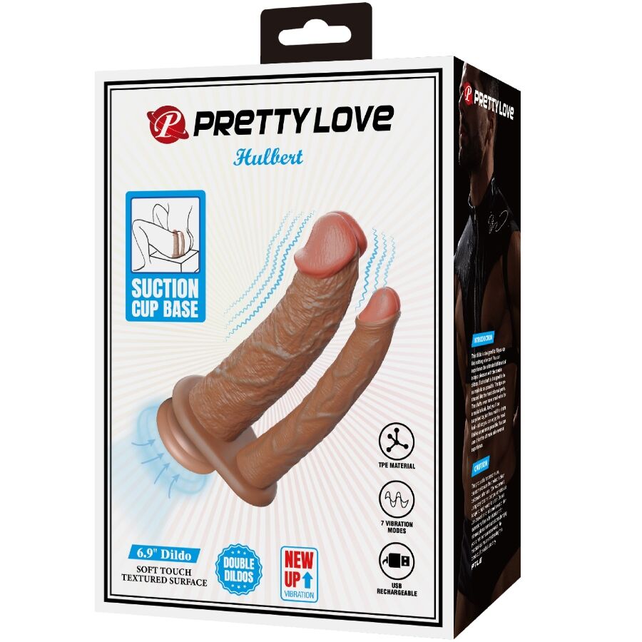 PRETTY LOVE - HULBERT DILDO DUPLO REALISTA COM VIBRAÇÃO MULATO