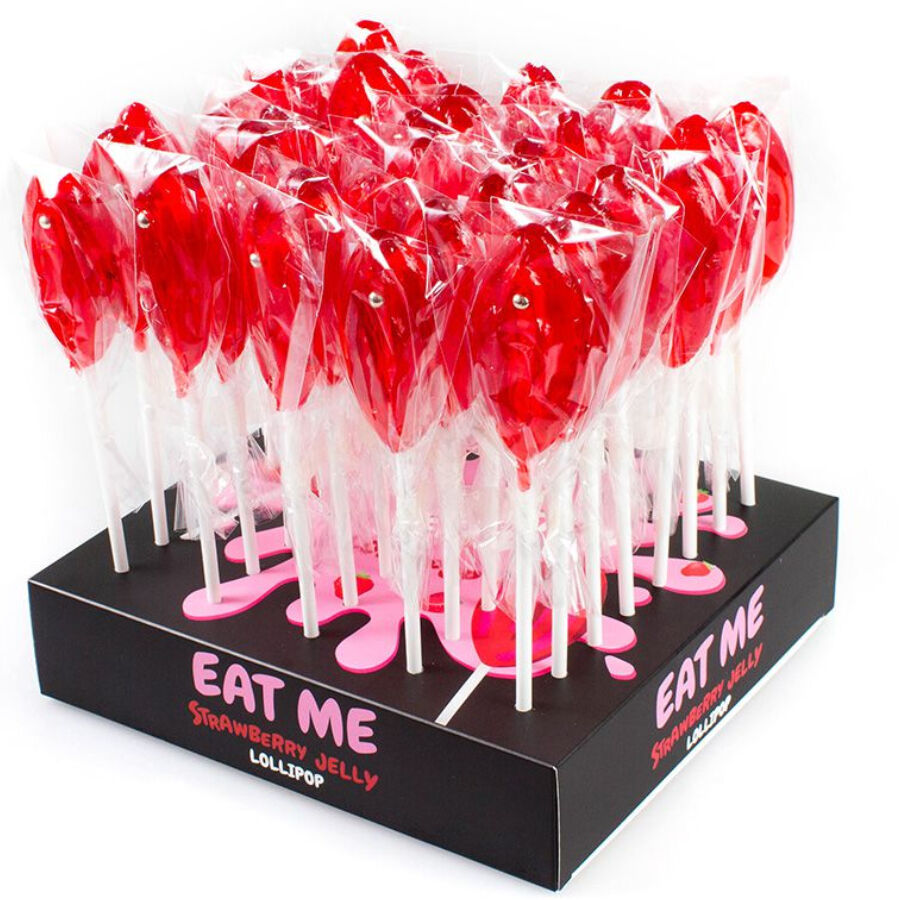 SECRETPLAY - DISPLAY WITH 40 STRAWBERRY FLAVOR VAGINA-SHAPED LOLLIPOPS