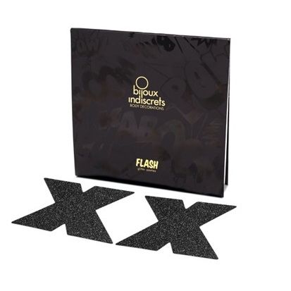 BIJOUX - INDISCRETS TAPA-MAMILOS FLASH CRUZ PRETO - Sex Shop Sexy