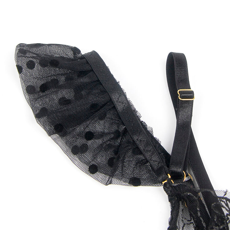 SUBBLIME - 957483 CONJUNTO DE SUTIÃ E LIGA DE RENDA PRETO S/M