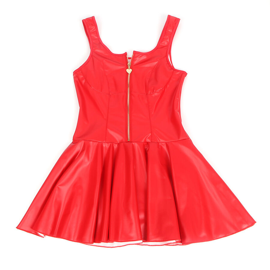 SUBBLIME - 957681 VESTIDO DE COURO COM ZÍPER DE CORAÇÃO VERMELHO S/M