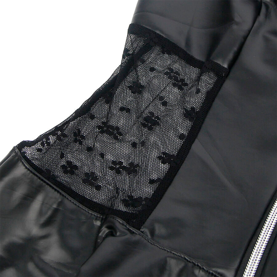 SUBBLIME - 957704 VESTIDO DE COURO COM ZÍPER DE RENDA PRETO S/M