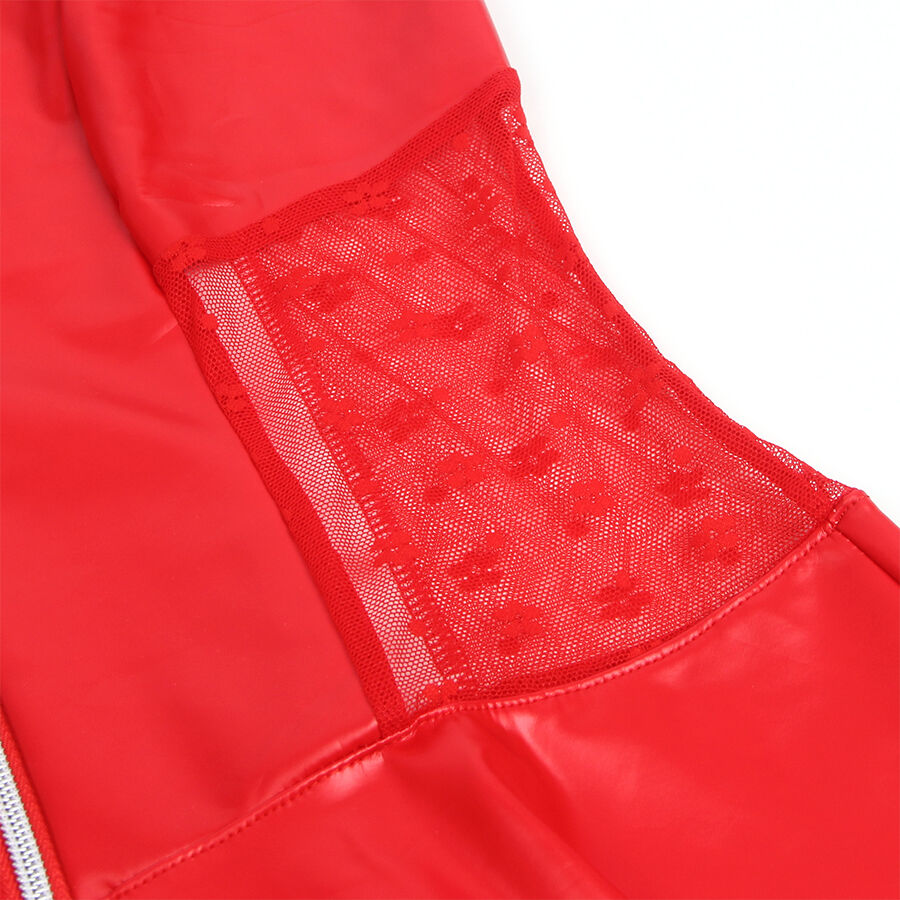 SUBBLIME - 957728 VESTIDO DE COURO COM ZÍPER DE RENDA VERMELHO S/M