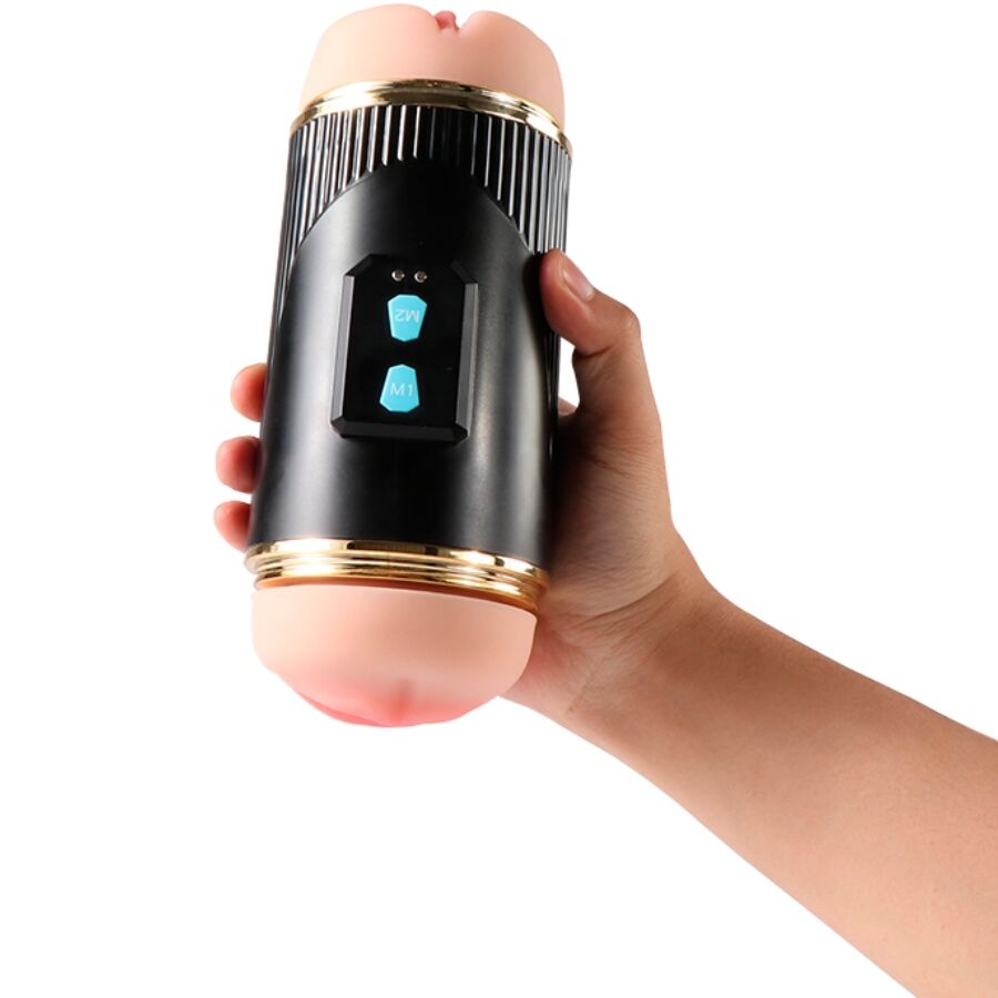 SHEQU - KAY MASTURBADOR DUPLO COM BOCA DUPLA E VIBRAÇÃO DE VAGINA