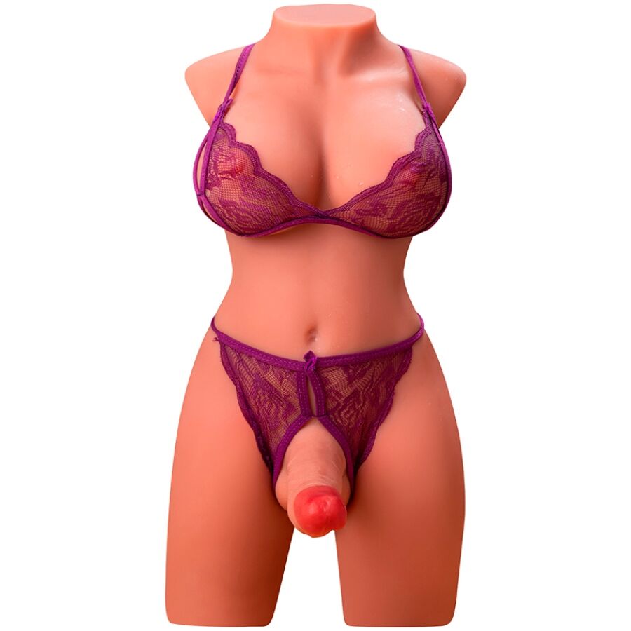XISE - MIAH LADY BOY TORSO FEMININO COM DILDO COM VIBRAÇÃO E IMPULSIONAMENTO 55 CM