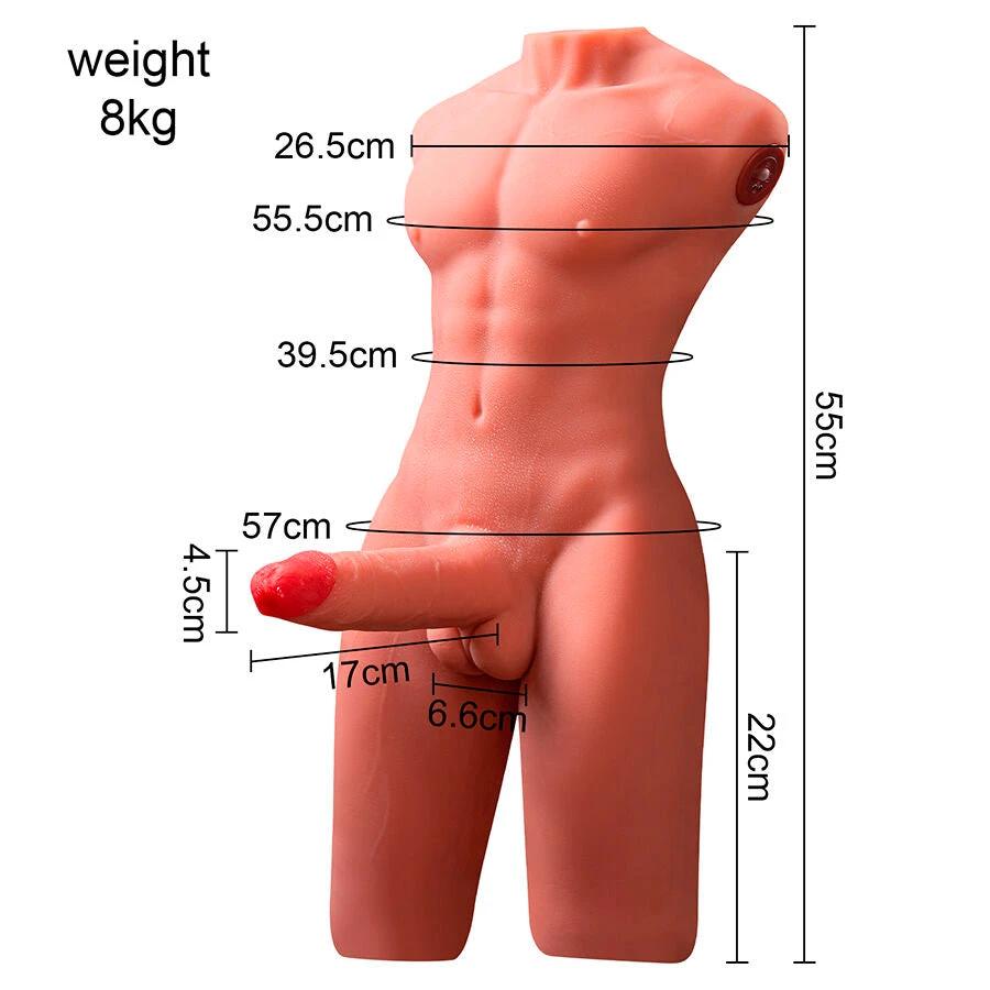 JASON TORSO MEIO-CORPO MASCULINO REALÍSTICO COM EMPURRANDO E VIBRAÇÃO 55 CM - Sex Shop Sexy