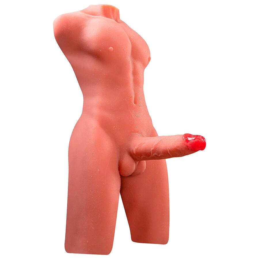 JASON TORSO MEIO-CORPO MASCULINO REALÍSTICO COM EMPURRANDO E VIBRAÇÃO 55 CM - Sex Shop Sexy