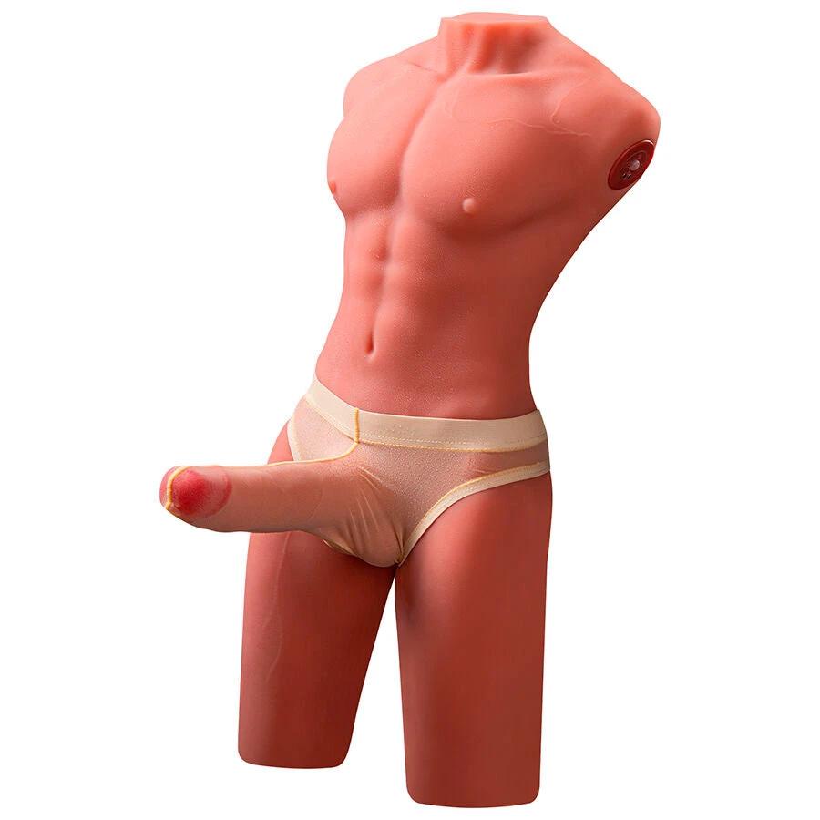 JASON TORSO MEIO-CORPO MASCULINO REALÍSTICO COM EMPURRANDO E VIBRAÇÃO 55 CM - Sex Shop Sexy