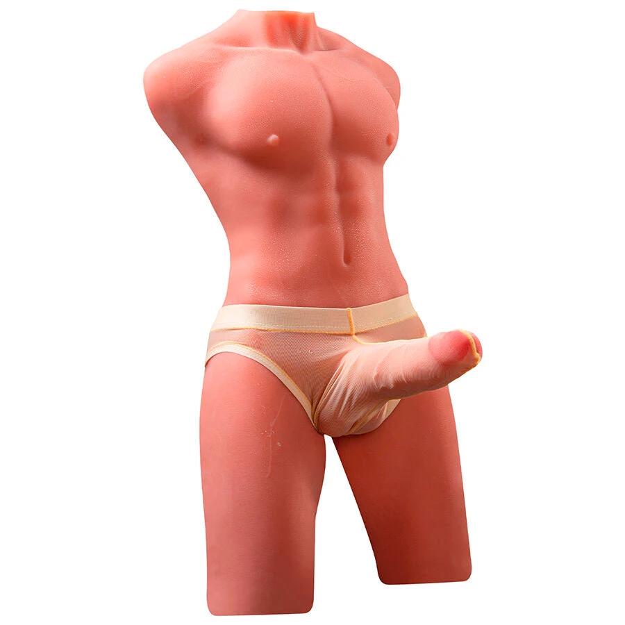 JASON TORSO MEIO-CORPO MASCULINO REALÍSTICO COM EMPURRANDO E VIBRAÇÃO 55 CM - Sex Shop Sexy