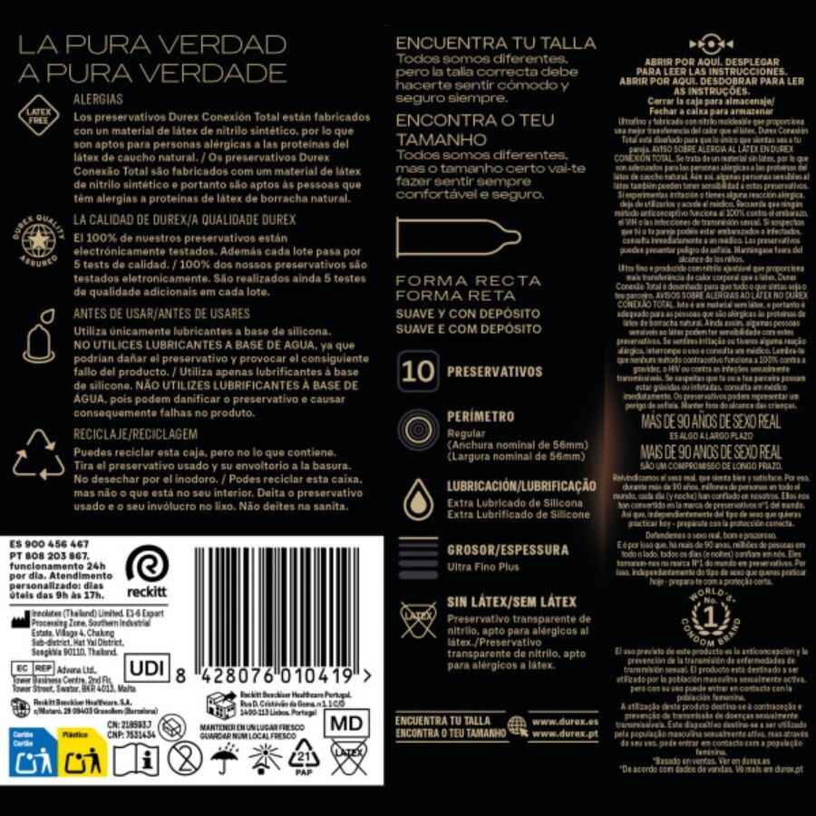 DUREX - TOTAL CONNECTION ULTRA FINE PLUS SEM LÁTEX 10 UNIDADES