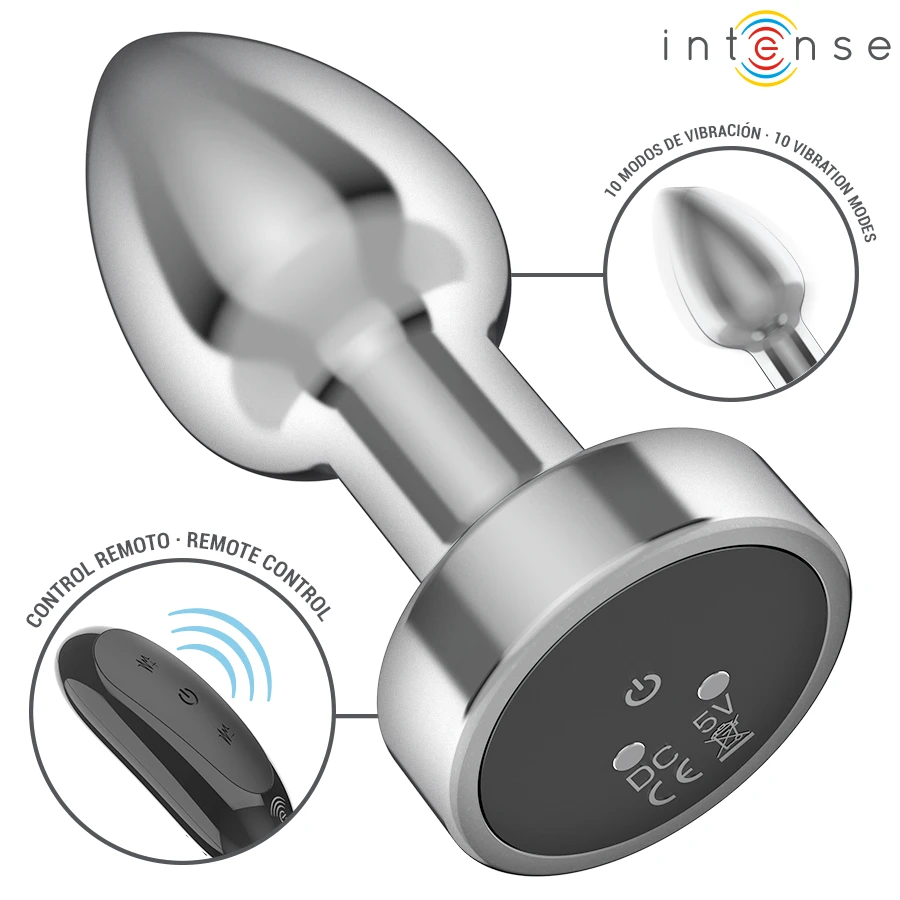 PLUG ANAL 10 VIBRAÇÕES EM METAL COM CONTROLE REMOTO - Sex Shop Sexy