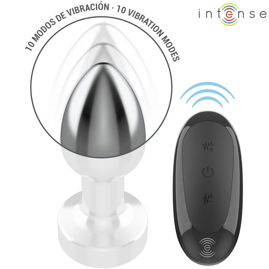PLUG ANAL 10 VIBRAÇÕES EM METAL COM CONTROLE REMOTO - Sex Shop Sexy