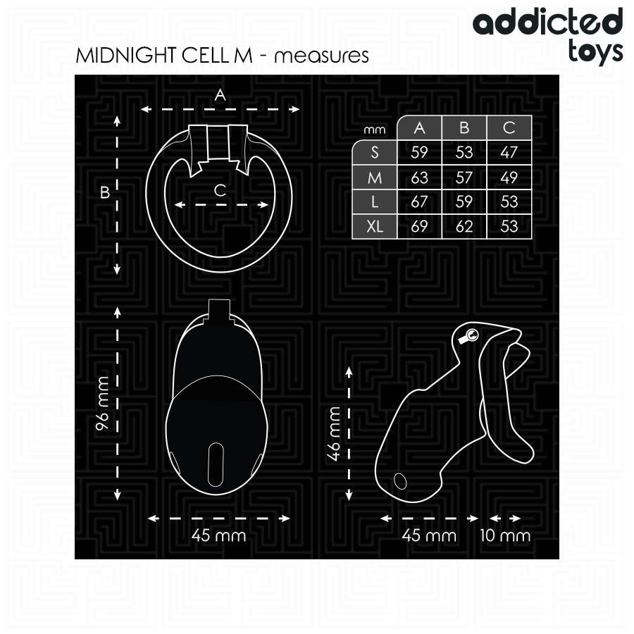 ADDICTED TOYS LOCKED - GAIOLA PARA PÊNIS CELL MINDNIGHT 4.2 CM TAMANHO M