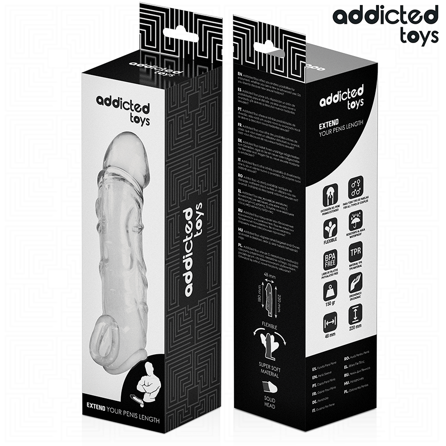 ADDICTED TOYS - EXTENSÃO DE PÊNIS TRANSPARENTE 27 CM