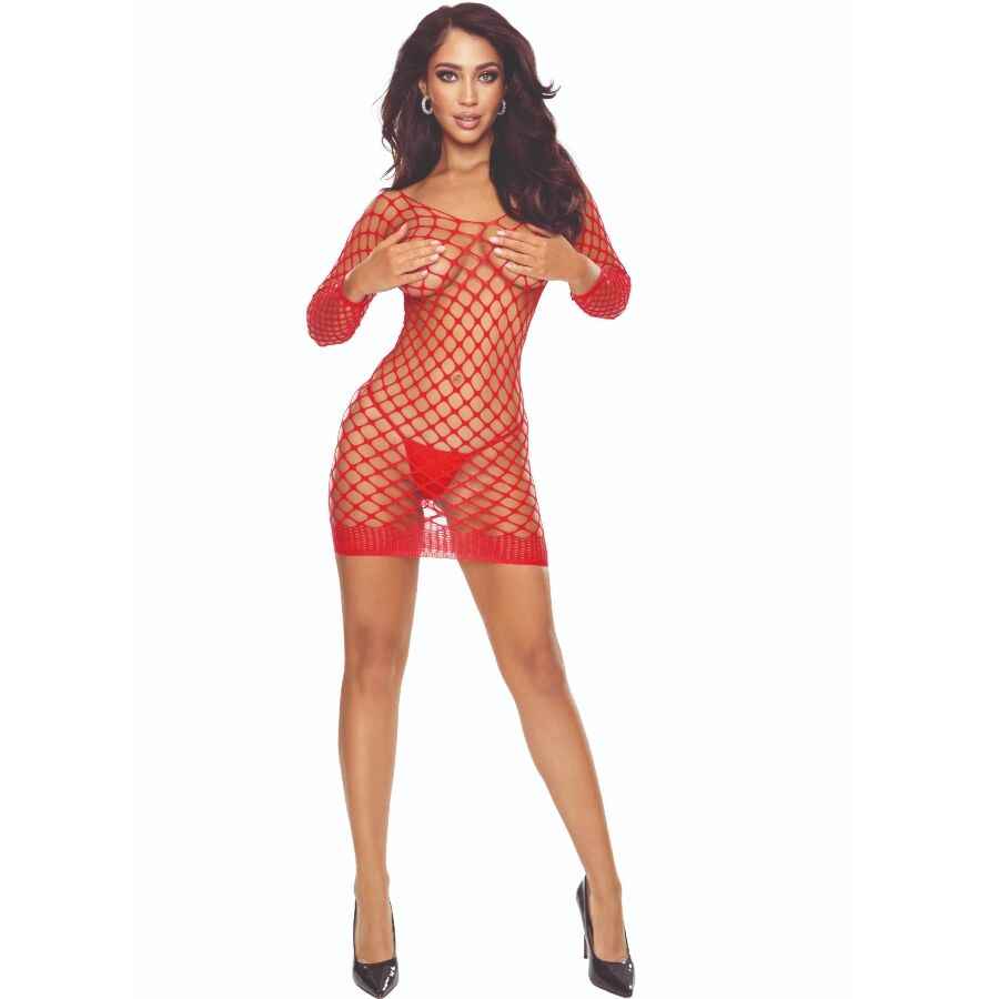 PASSION - BS108 BODYSTOCKING GRID VERMELHO