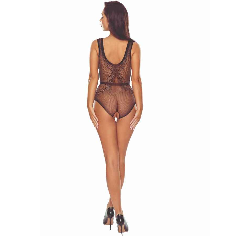 PASSION - BS115 BLACK GRID BODYSTOCKING
