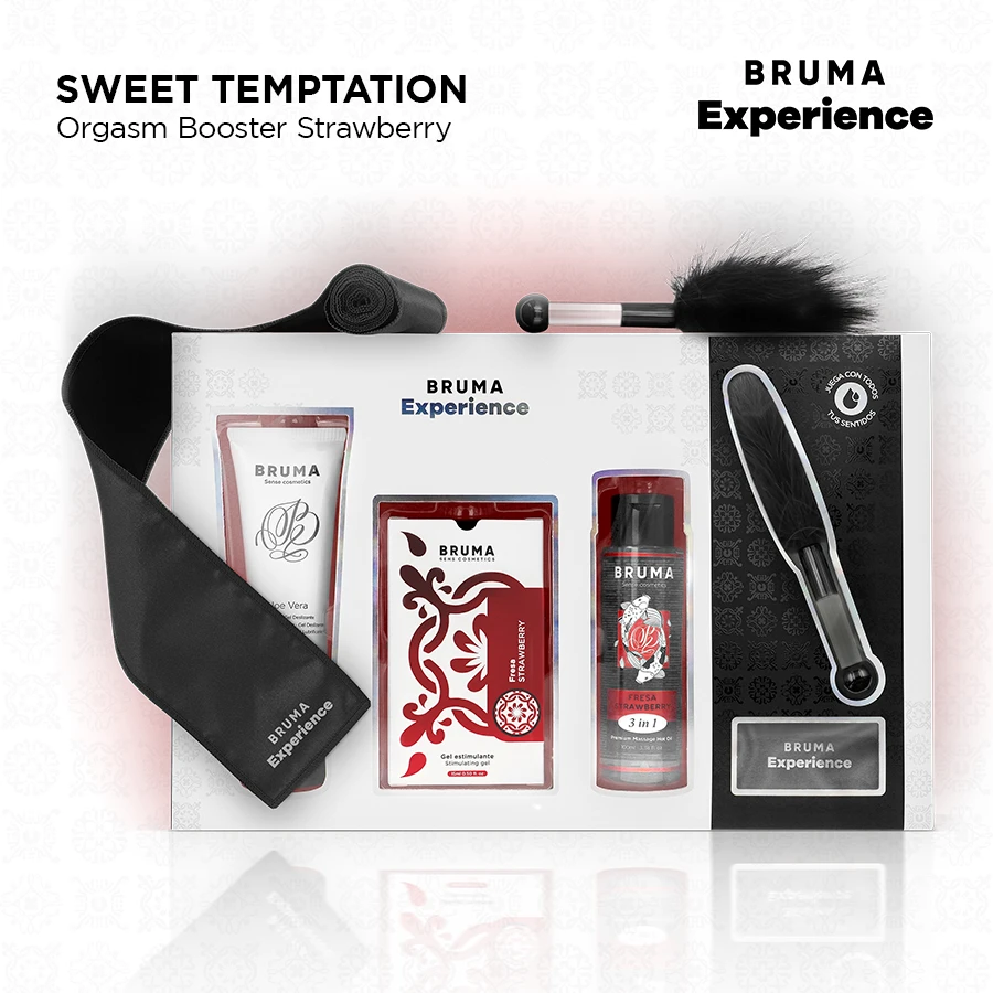 KIT TENTAÇÃO DOCE MORANGO COM POTENCIADOR DE ORGASMOS - Sex Shop Sexy
