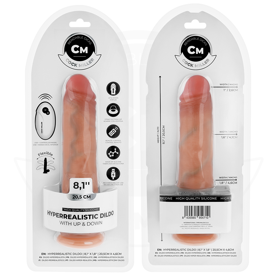 COCK MILLER - DILDO HIPER-REALISTA COM VENTOSA E IMPULSÃO COM CONTROLE REMOTO 20,5 CM