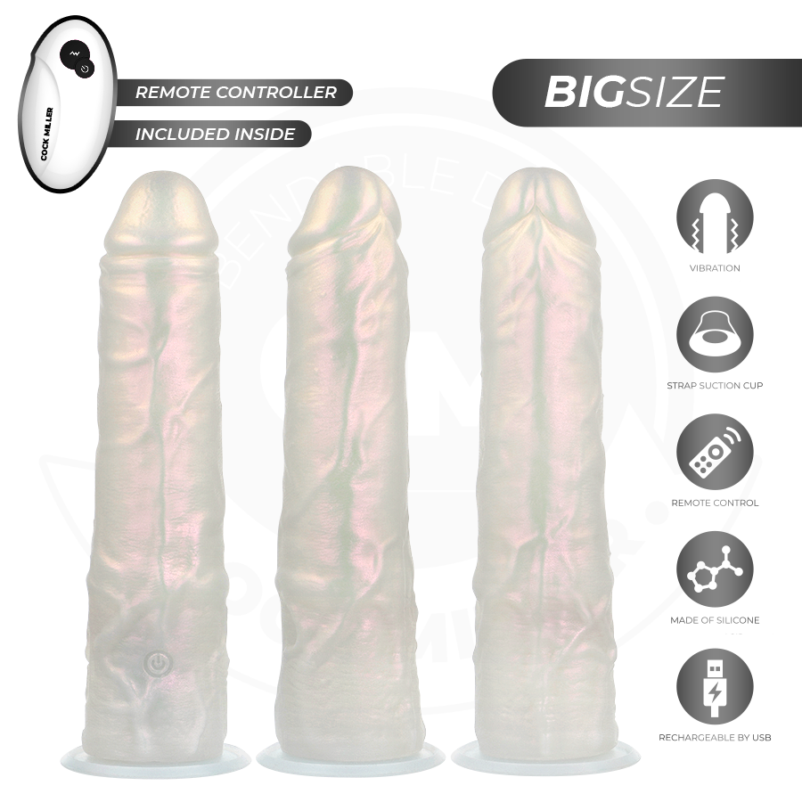 COCK MILLER - DILDO COM VENTOSA, LUZES E VIBRAÇÃO COM CONTROLE REMOTO BRANCO 21,5 CM
