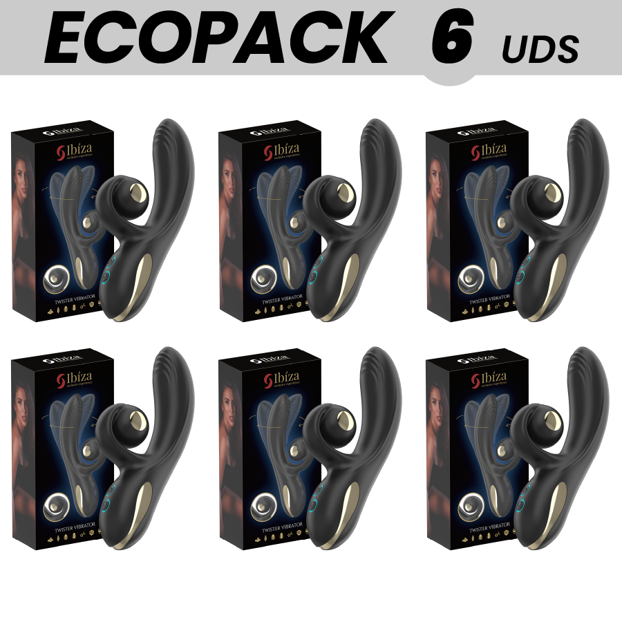 ECOPACKS 6 UNIDADES - VIBRADOR IBIZA TWISTER COM ESTIMULADOR DE CURVA E VIBRO-ROTAÇÃO