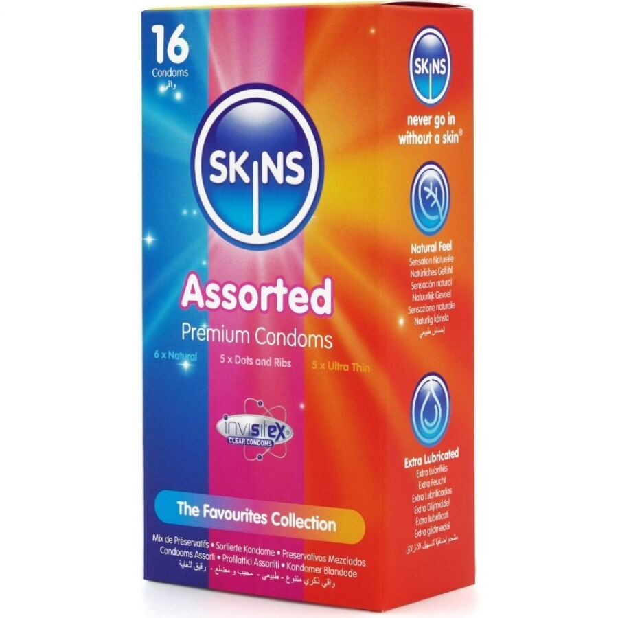 SKINS - PACOTE COM 16 PRESERVATIVOS PREMIUM VARIADOS