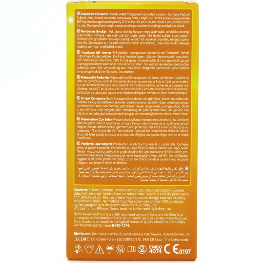 SKINS - PRESERVATIVOS BANANA PREMIUM PACOTE COM 8