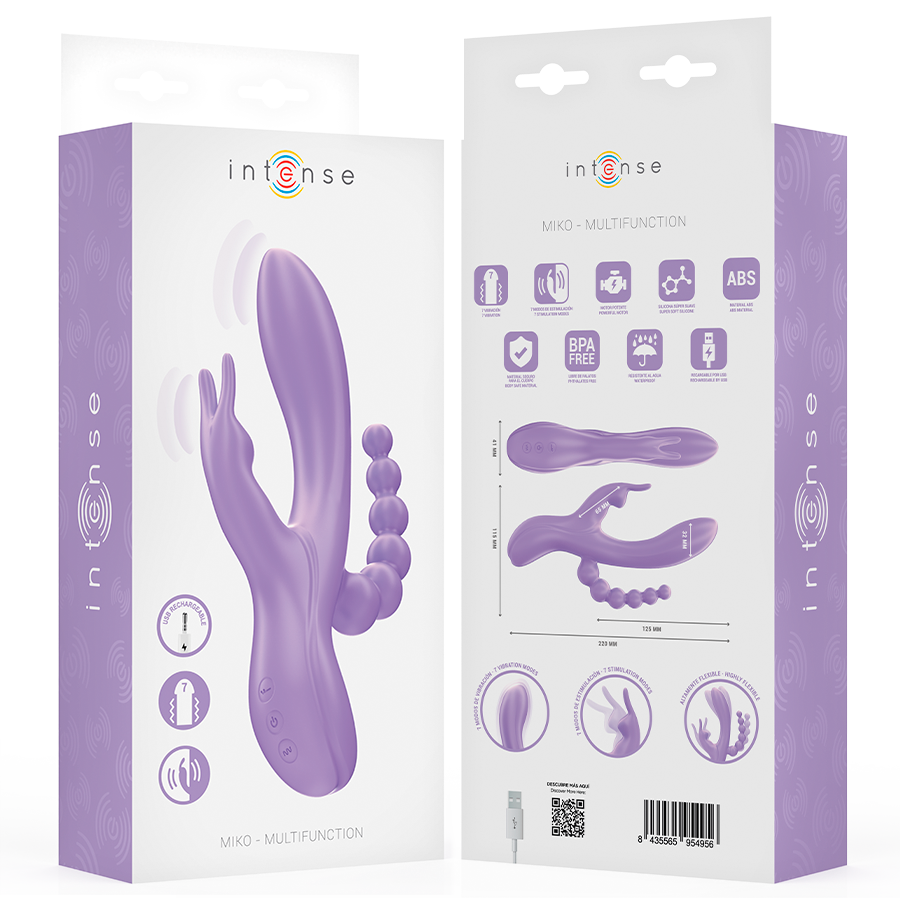 MIKO TRIPLO VIBRADOR COELHO E ESTIMULADOR E ANAL 7 VIBRAÇÕES - Sex Shop Sexy