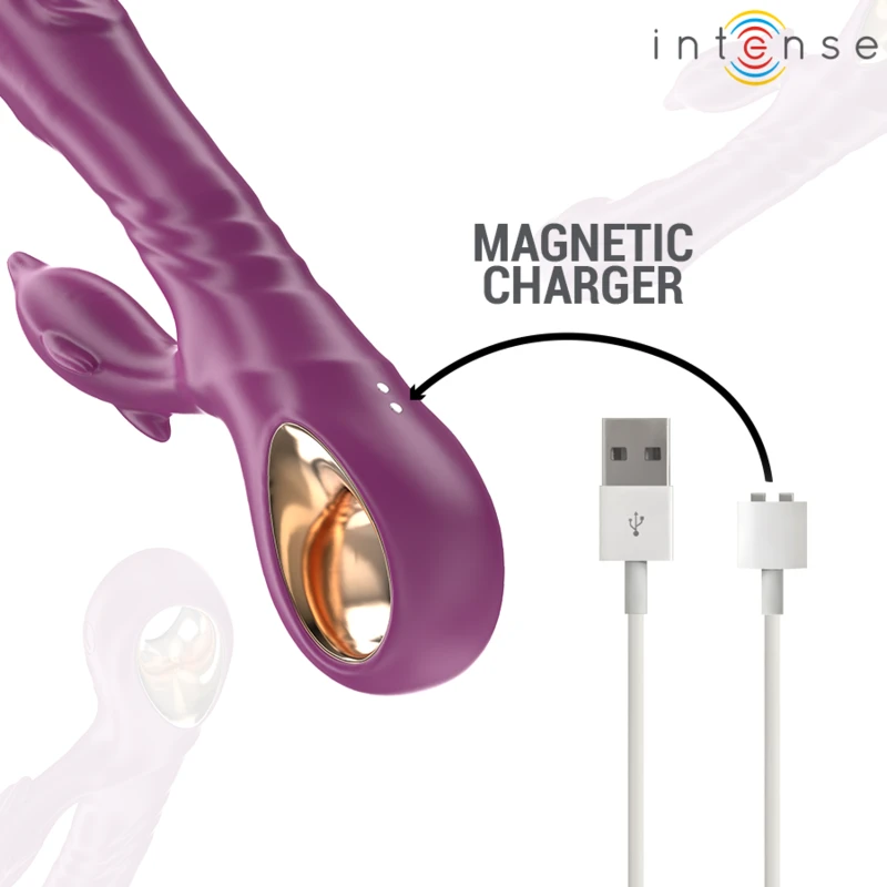 HALLE VIBRADOR MULTIFUNÇÃO COM LÍNGUA ESTIMULADORA EM FORMATO DE GOLFINHO ROXO. - Sex Shop Sexy