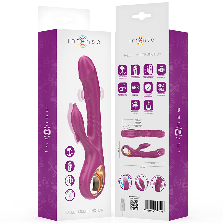 HALLE VIBRADOR MULTIFUNÇÃO COM LÍNGUA ESTIMULADORA EM FORMATO DE GOLFINHO ROXO. - Sex Shop Sexy