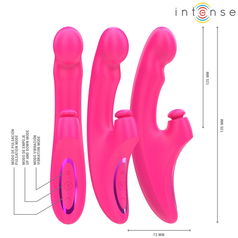 EMI VIBRADOR 13,5 CM MULTIFUNÇÃO 3 EM 1 10 MODOS DE VIBRAÇÃO ROSA - Sex Shop Sexy