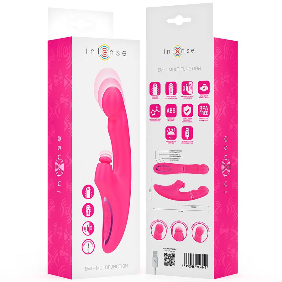 EMI VIBRADOR 13,5 CM MULTIFUNÇÃO 3 EM 1 10 MODOS DE VIBRAÇÃO ROSA - Sex Shop Sexy
