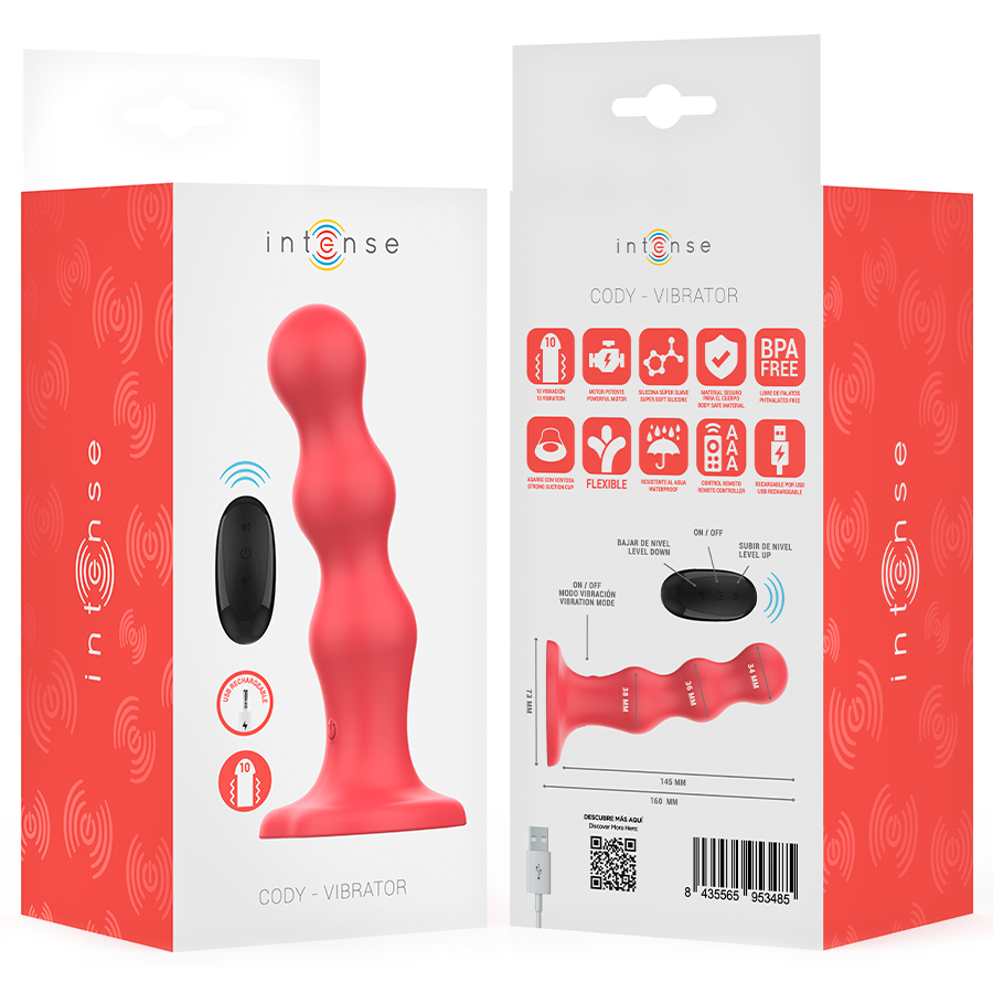 CODY VIBRADOR COM VENTOSA VERMELHA CONTROLO REMOTO - Sex Shop Sexy