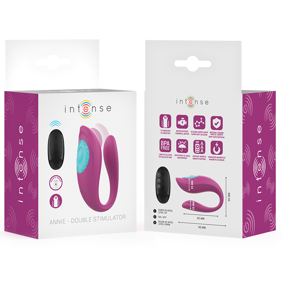 ANNIE ESTIMULADOR E VIBRADOR EM FORMA DE U COM CONTROLE REMOTO - Sex Shop Sexy